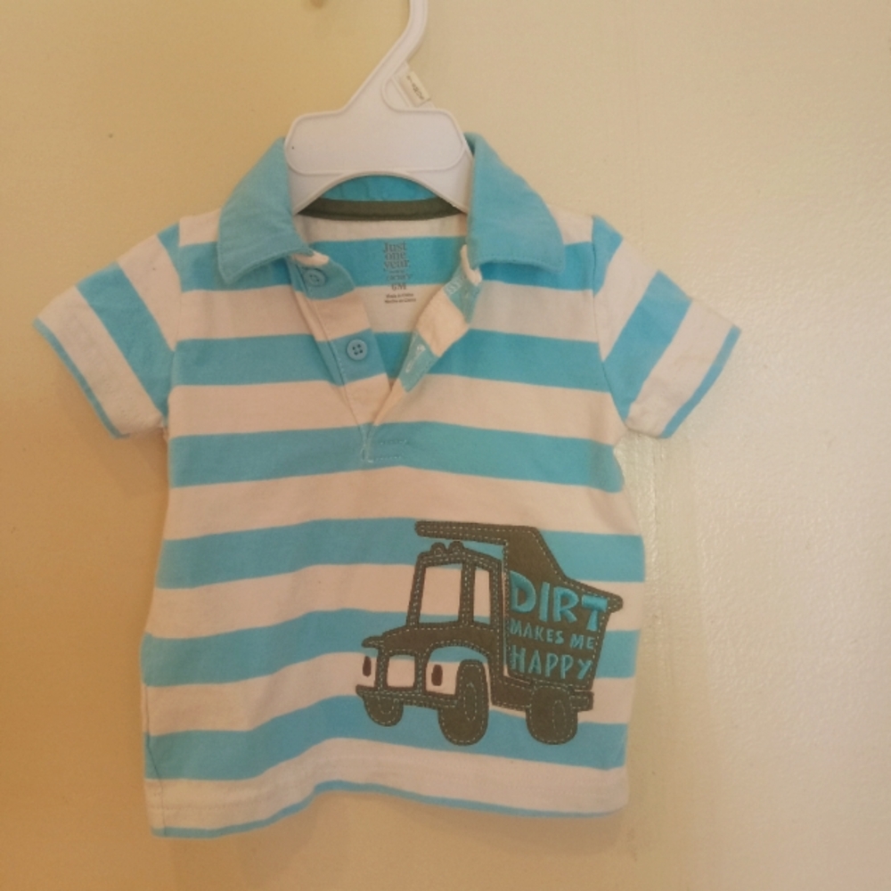 Blue and White Striped Kids Shirt